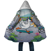 Funny Silly Goose on The Loose Cloak with Skateboard and Palm Trees