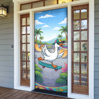 Funny Silly Goose on The Loose Door Cover with Skateboard and Palm Trees