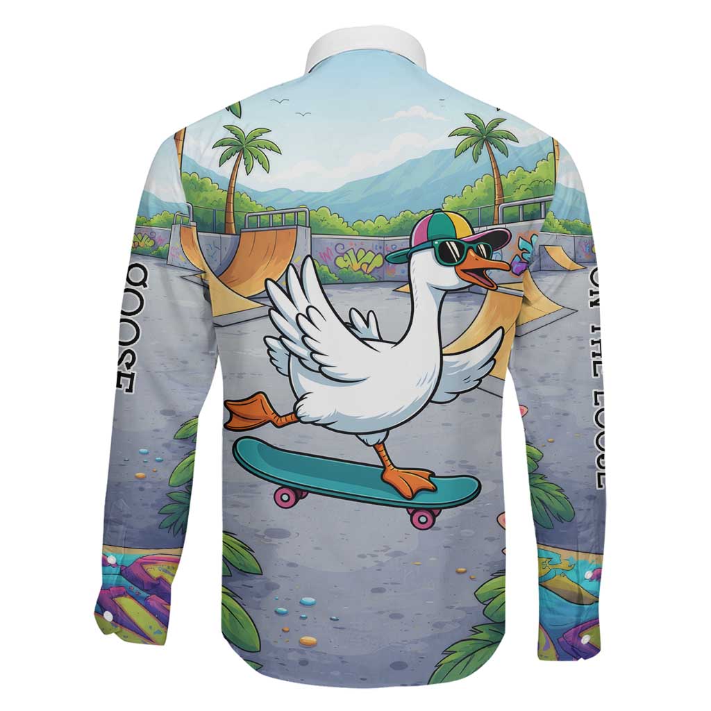 Funny Silly Goose on The Loose Family Matching Tank Maxi Dress and Hawaiian Shirt with Skateboard and Palm Trees