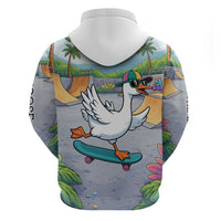 Funny Silly Goose on The Loose Hoodie with Skateboard and Palm Trees