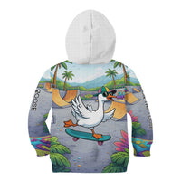 Funny Silly Goose on The Loose Kid Hoodie with Skateboard and Palm Trees