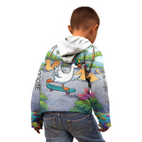 Funny Silly Goose on The Loose Kid Hoodie with Skateboard and Palm Trees