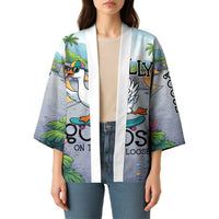 Funny Silly Goose on The Loose Kimono with Skateboard and Palm Trees