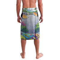 Funny Silly Goose on The Loose Lavalava with Skateboard and Palm Trees