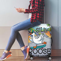 Funny Silly Goose on The Loose Luggage Cover with Skateboard and Palm Trees
