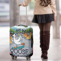 Funny Silly Goose on The Loose Luggage Cover with Skateboard and Palm Trees