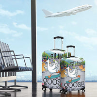 Funny Silly Goose on The Loose Luggage Cover with Skateboard and Palm Trees
