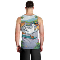 Funny Silly Goose on The Loose Men Tank Top with Skateboard and Palm Trees