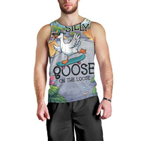 Funny Silly Goose on The Loose Men Tank Top with Skateboard and Palm Trees
