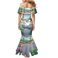 Funny Silly Goose on The Loose Mermaid Dress with Skateboard and Palm Trees