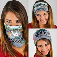 Funny Silly Goose on The Loose Neck Gaiter with Skateboard and Palm Trees