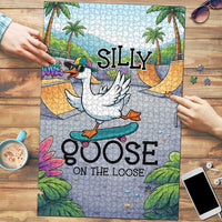 Funny Silly Goose on The Loose Puzzle with Skateboard and Palm Trees