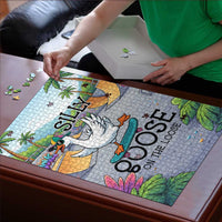 Funny Silly Goose on The Loose Puzzle with Skateboard and Palm Trees