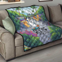 Funny Silly Goose on The Loose Quilt with Skateboard and Palm Trees