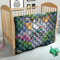Funny Silly Goose on The Loose Quilt with Skateboard and Palm Trees