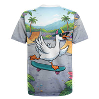 Funny Silly Goose on The Loose Rugby Jersey with Skateboard and Palm Trees