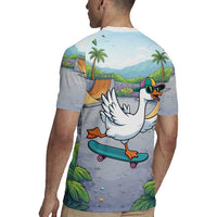 Funny Silly Goose on The Loose Rugby Jersey with Skateboard and Palm Trees