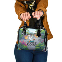 Funny Silly Goose on The Loose Shoulder Handbag with Skateboard and Palm Trees
