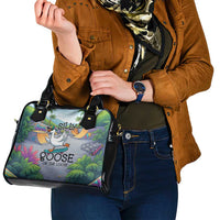 Funny Silly Goose on The Loose Shoulder Handbag with Skateboard and Palm Trees