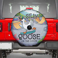 Funny Silly Goose on The Loose Spare Tire Cover with Skateboard and Palm Trees