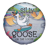 Funny Silly Goose on The Loose Spare Tire Cover with Skateboard and Palm Trees