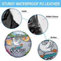 Funny Silly Goose on The Loose Spare Tire Cover with Skateboard and Palm Trees