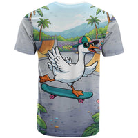 Funny Silly Goose on The Loose T Shirt with Skateboard and Palm Trees