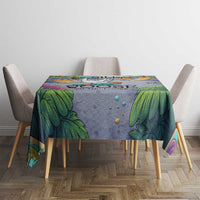 Funny Silly Goose on The Loose Tablecloth with Skateboard and Palm Trees