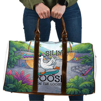 Funny Silly Goose on The Loose Travel Bag with Skateboard and Palm Trees