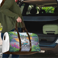 Funny Silly Goose on The Loose Travel Bag with Skateboard and Palm Trees