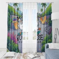 Funny Silly Goose on The Loose Window Curtain with Skateboard and Palm Trees