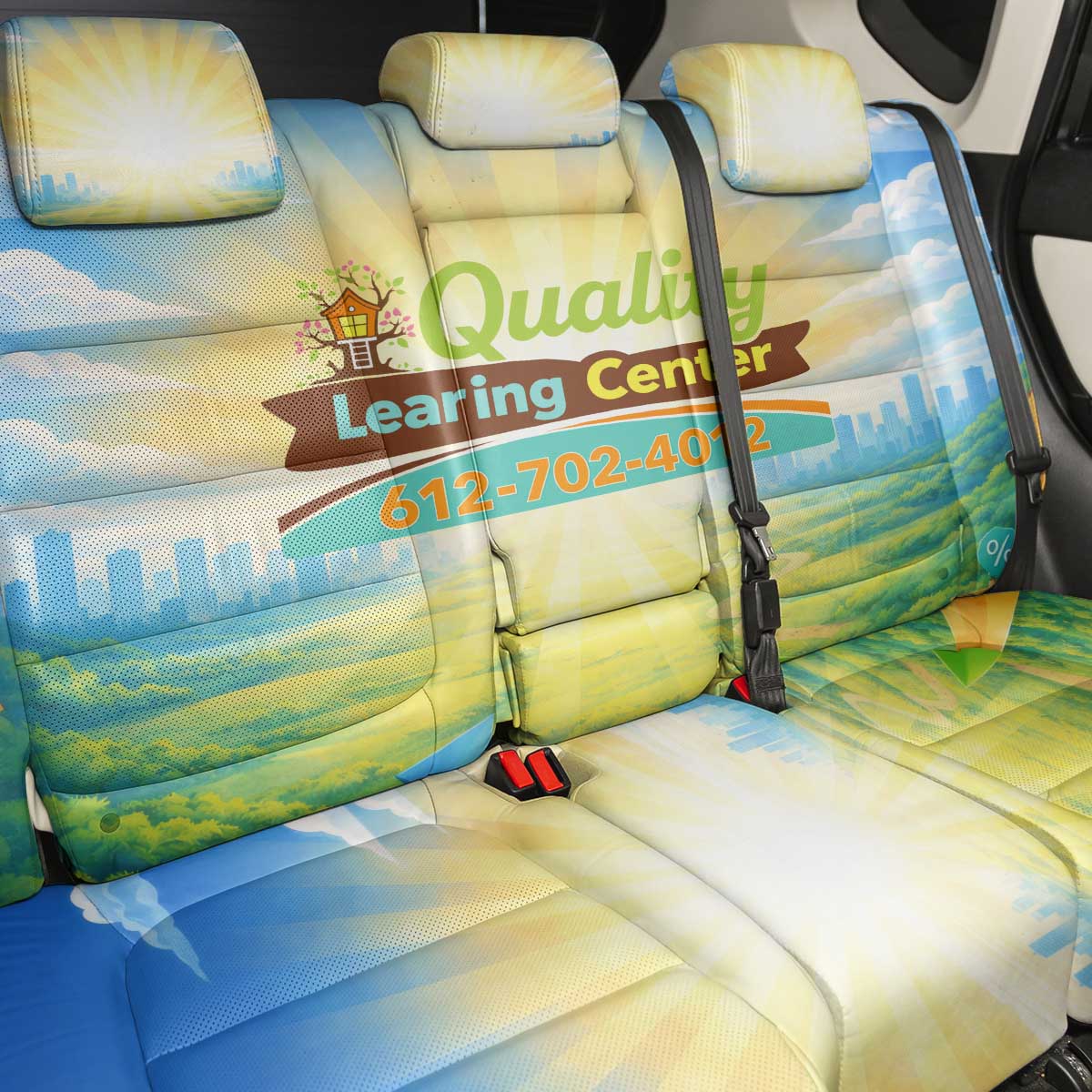 Quality Learning Center Back Car Seat Cover Funny Day Care Bright and Playful Branded