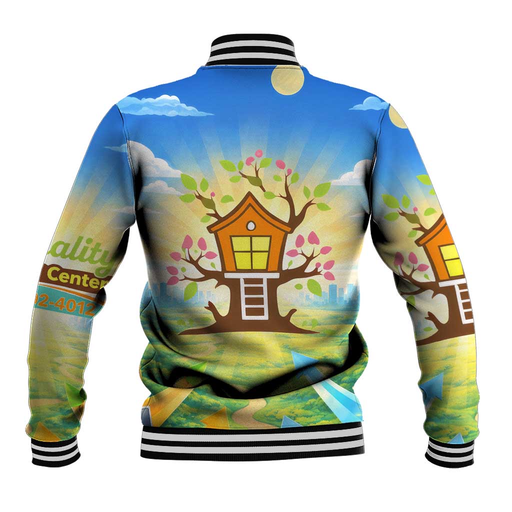 Quality Learning Center Baseball Jacket Funny Day Care Bright and Playful Branded