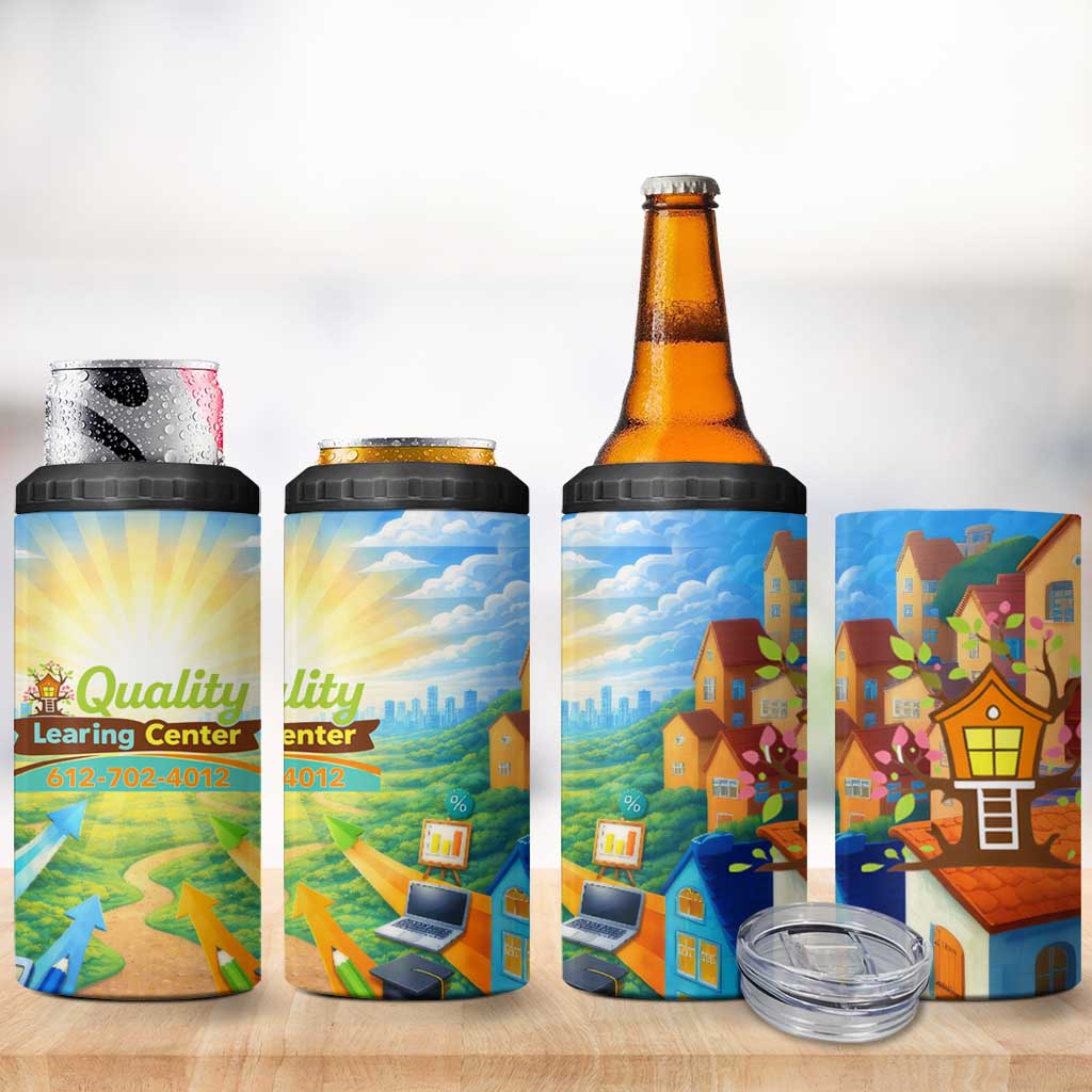 Quality Learning Center 4 in 1 Can Cooler Tumbler Funny Day Care Bright and Playful Branded