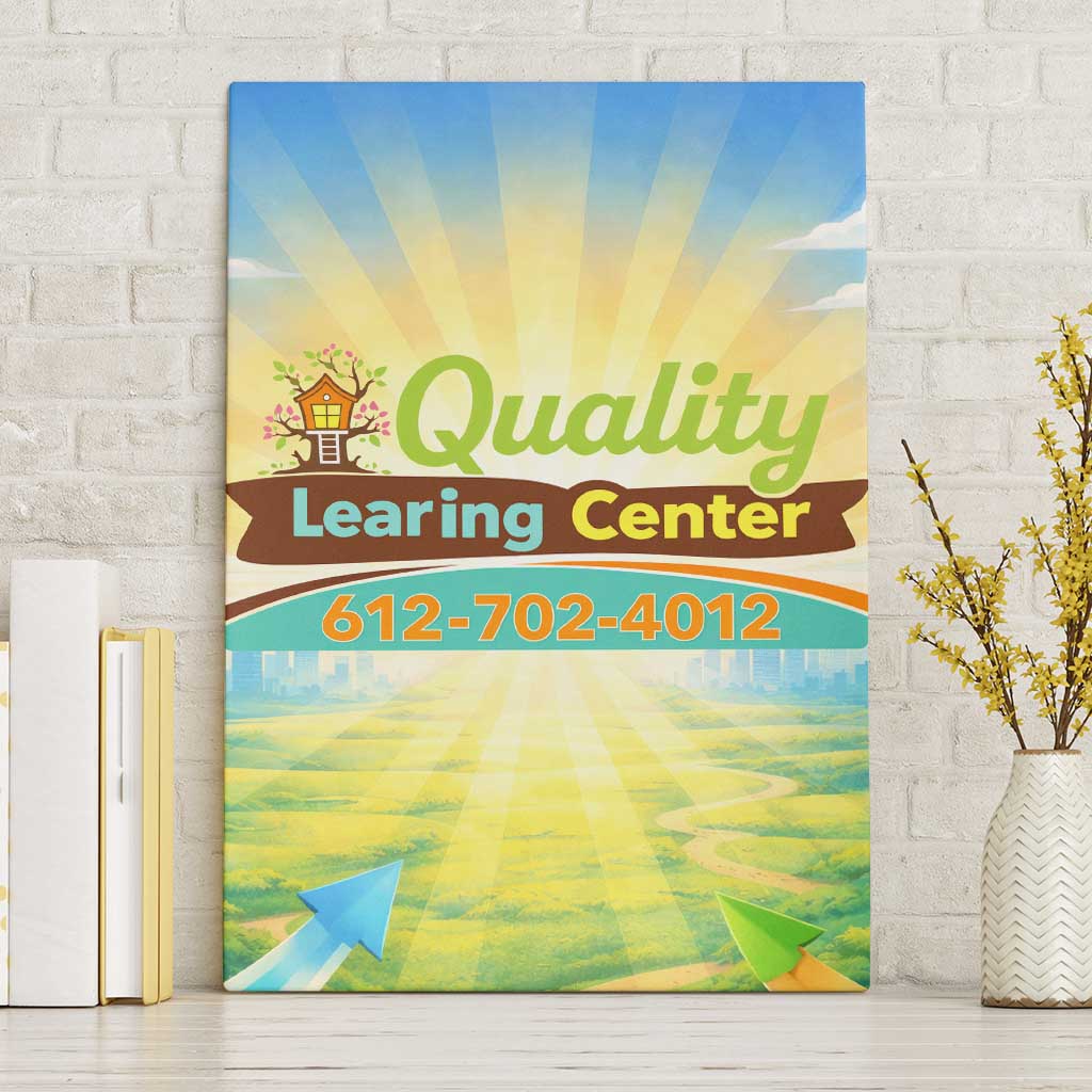 Quality Learning Center Canvas Wall Art Funny Day Care Bright and Playful Branded