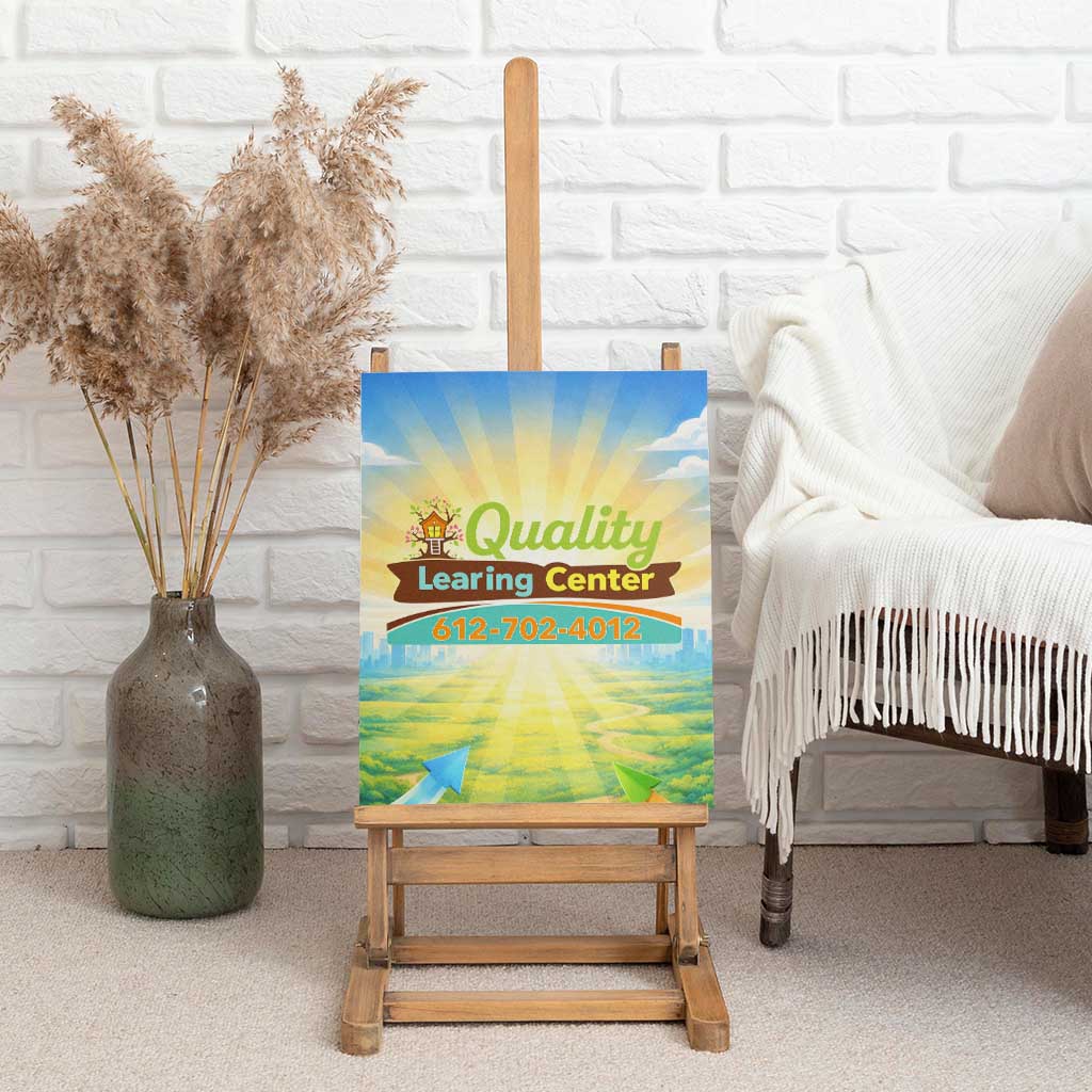 Quality Learning Center Canvas Wall Art Funny Day Care Bright and Playful Branded