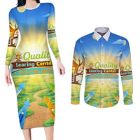 Quality Learning Center Couples Matching Long Sleeve Bodycon Dress and Long Sleeve Button Shirt Funny Day Care Bright and Playful Branded