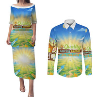 Quality Learning Center Couples Matching Puletasi and Long Sleeve Button Shirt Funny Day Care Bright and Playful Branded