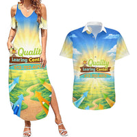 Quality Learning Center Couples Matching Summer Maxi Dress and Hawaiian Shirt Funny Day Care Bright and Playful Branded