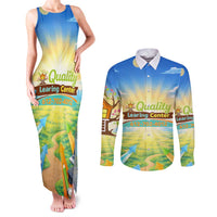 Quality Learning Center Couples Matching Tank Maxi Dress and Long Sleeve Button Shirt Funny Day Care Bright and Playful Branded