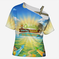 Quality Learning Center Cross Shoulder Shirt Funny Day Care Bright and Playful Branded