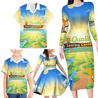 Quality Learning Center Family Matching Long Sleeve Bodycon Dress and Hawaiian Shirt Funny Day Care Bright and Playful Branded