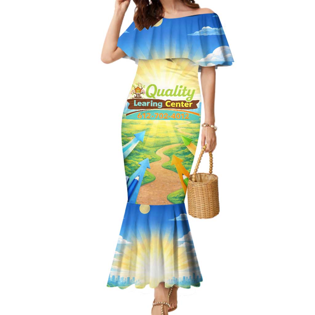 Quality Learning Center Family Matching Mermaid Dress and Hawaiian Shirt Funny Day Care Bright and Playful Branded