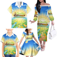 Quality Learning Center Family Matching Off The Shoulder Long Sleeve Dress and Hawaiian Shirt Funny Day Care Bright and Playful Branded