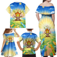 Quality Learning Center Family Matching Off Shoulder Maxi Dress and Hawaiian Shirt Funny Day Care Bright and Playful Branded