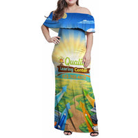 Quality Learning Center Family Matching Off Shoulder Maxi Dress and Hawaiian Shirt Funny Day Care Bright and Playful Branded