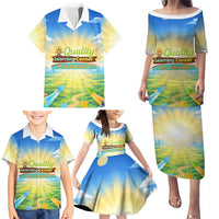 Quality Learning Center Family Matching Puletasi and Hawaiian Shirt Funny Day Care Bright and Playful Branded