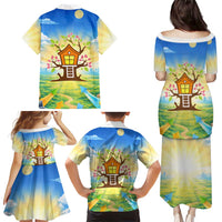 Quality Learning Center Family Matching Puletasi and Hawaiian Shirt Funny Day Care Bright and Playful Branded