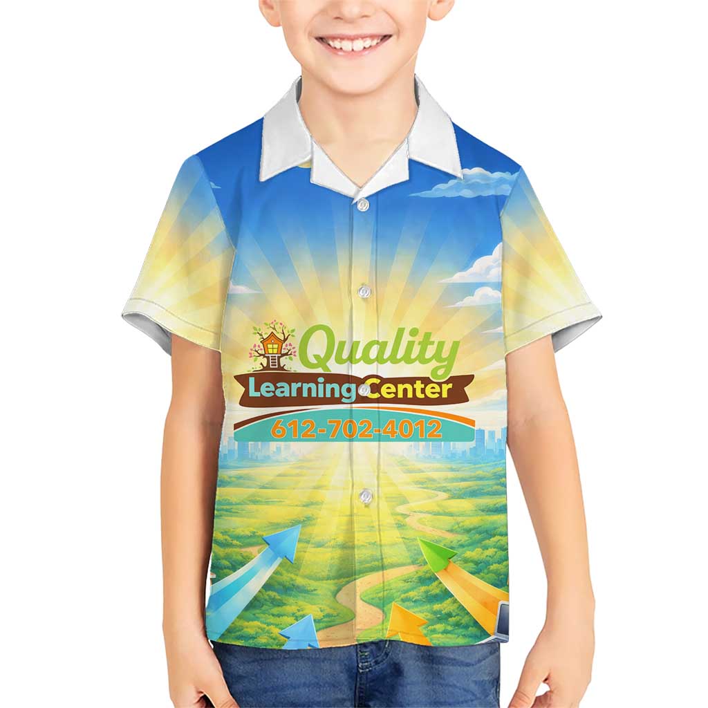 Quality Learning Center Family Matching Puletasi and Hawaiian Shirt Funny Day Care Bright and Playful Branded