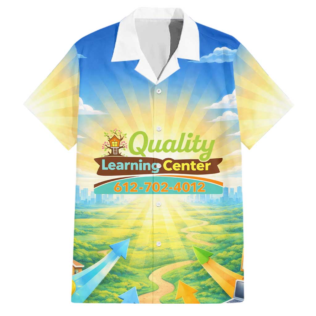 Quality Learning Center Family Matching Summer Maxi Dress and Hawaiian Shirt Funny Day Care Bright and Playful Branded